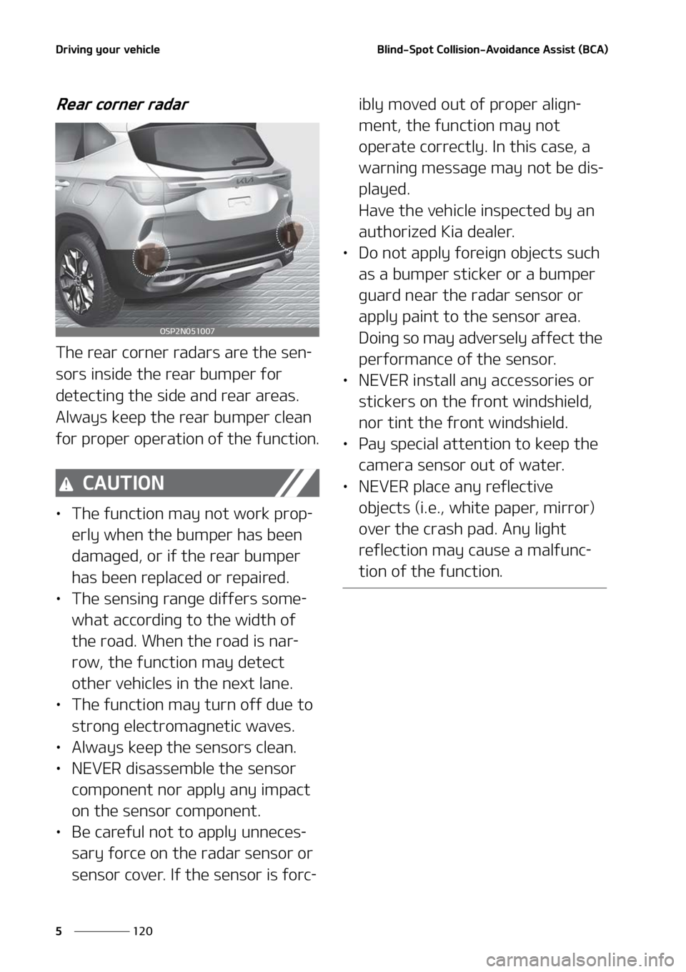KIA SELTOS 2022  Owners Manual �%�S�J�W�J�O�H��Z�P�V�S��W�F�I�J�D�M�F
���
�
�#�M�J�O�E��4�Q�P�U��$�P�M�M�J�T�J�P�O��"�W�P�J�E�B�O�D�F��"�T�T�J�T�U��	�#�$�"�

�3�F�B�S��D�P�S�O�F�S��S�B�E�B�S
�5�I�F��S�F�B�S��D�P�S�O�