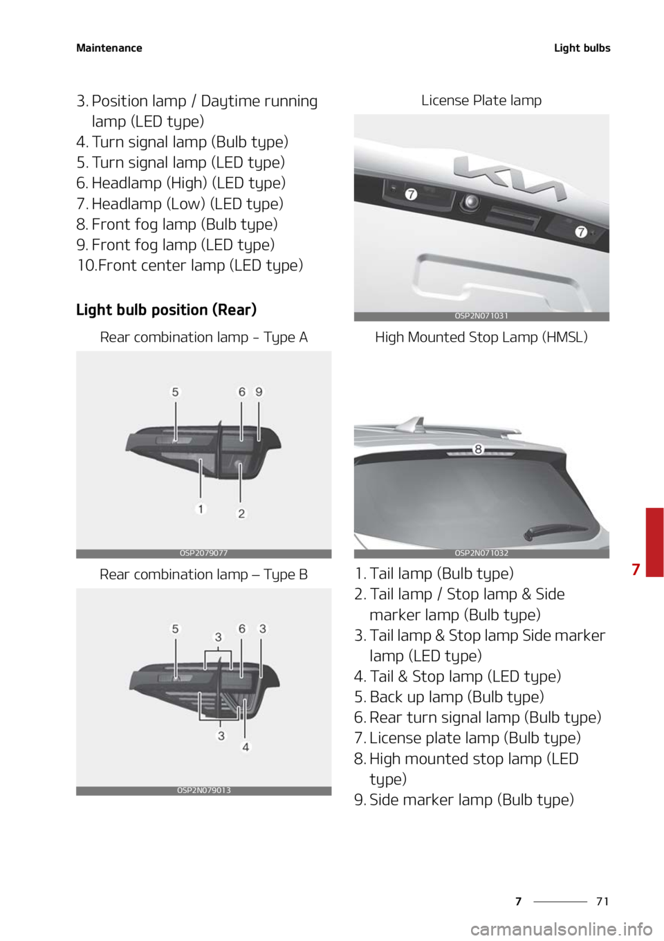 KIA SELTOS 2022  Owners Manual ��
�
�
�.�B�J�O�U�F�O�B�O�D�F�-�J�H�I�U��C�V�M�C�T
�� �1�P�T�J�U�J�P�O��M�B�N�Q����%�B�Z�U�J�N�F��S�V�O�O�J�O�H��M�B�N�Q��	�-�&�%��U�Z�Q�F�

�� �5�V�S�O��T�J�H�O�B�M��M�B�N�Q��	�#�