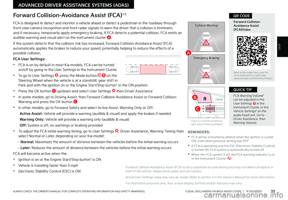 KIA SELTOS 2022 Features and Functions Guide 11†LEGAL DISCL AIMERS ON BACK INSIDE COVER | *IF EQUIPPEDALWAYS CHECK THE OWNER ’S MANUAL FOR COMPLETE OPER ATING INFORMATION AND SAFET Y WARNINGS .
RES
SET
CNCL+
–
CRUISE
OK
RESSET
CNCL+
KIA SELTOS 2022 Features and Functions Guide 11†LEGAL DISCL AIMERS ON BACK INSIDE COVER | *IF EQUIPPEDALWAYS CHECK THE OWNER ’S MANUAL FOR COMPLETE OPER ATING INFORMATION AND SAFET Y WARNINGS .
RES
SET
CNCL+
–
CRUISE
OK
RESSET
CNCL+