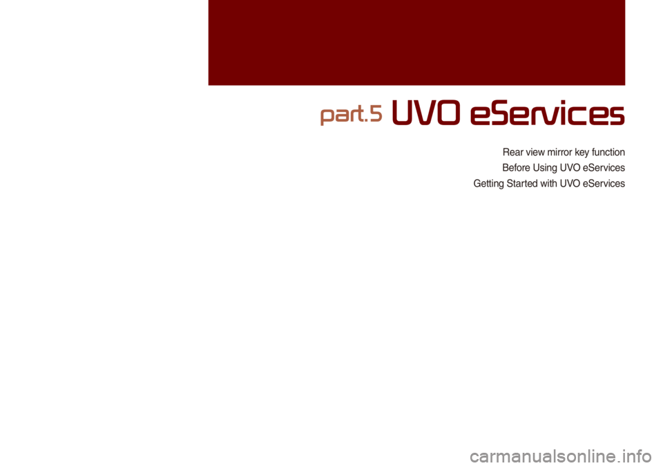 KIA NIRO PHEV 2021  Quick Start Guide Base Audio Rear view \firror key function
Before Using UVO eServices
Getting Started with UVO eServices
part.5 UVO eServices 