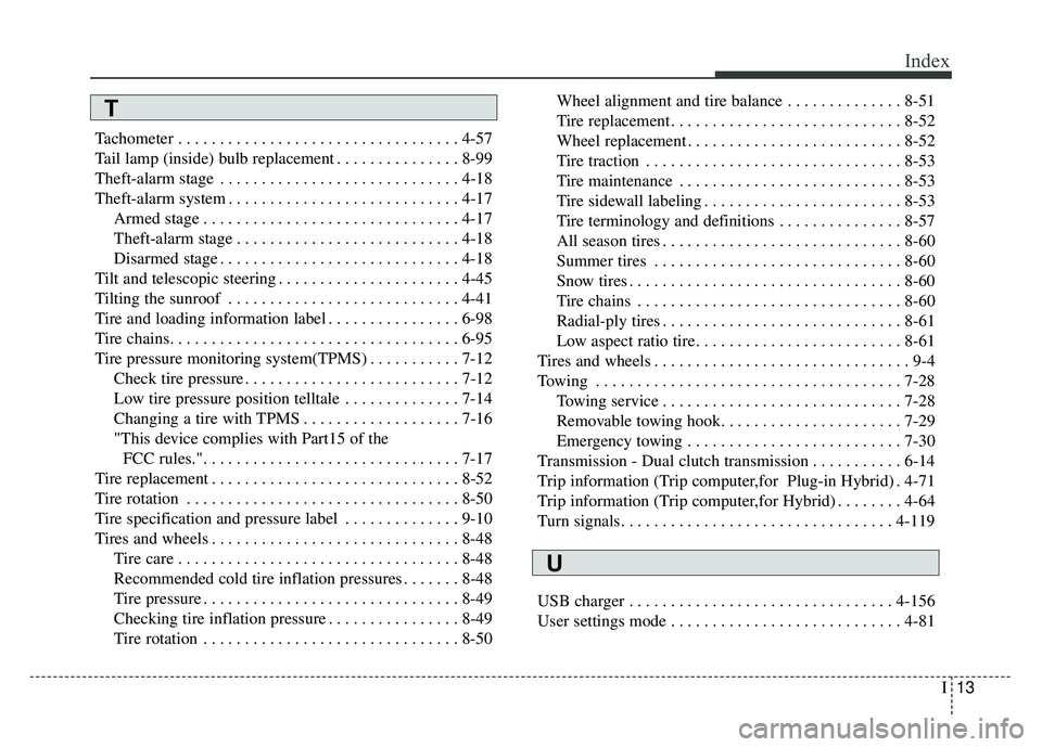 KIA NIRO PHEV 2018 Owners Manual I13
Index
Tachometer . . . . . . . . . . . . . . . . . . . . . . . . . . . . . . . . . . 4-57\
Tail lamp (inside) bulb replacement . . . . . . . . . . . . . . . 8-99
Theft-alarm stage . . . . . . . . KIA NIRO PHEV 2018 Owners Manual I13
Index
Tachometer . . . . . . . . . . . . . . . . . . . . . . . . . . . . . . . . . . 4-57\
Tail lamp (inside) bulb replacement . . . . . . . . . . . . . . . 8-99
Theft-alarm stage . . . . . . . .
