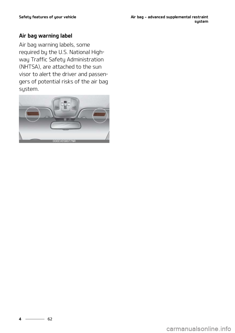 KIA NIRO EV 2022  Owners Manual �4�B�G�F�U�Z��G�F�B�U�V�S�F�T��P�G��Z�P�V�S��W�F�I�J�D�M�F
��
�
�"�J�S��C�B�H����B�E�W�B�O�D�F�E��T�V�Q�Q�M�F�N�F�O�U�B�M��S�F�T�U�S�B�J�O�U
�T�Z�T�U�F�N
�"�J�S��C�B�H��X�B�S�O�J�O�H��
