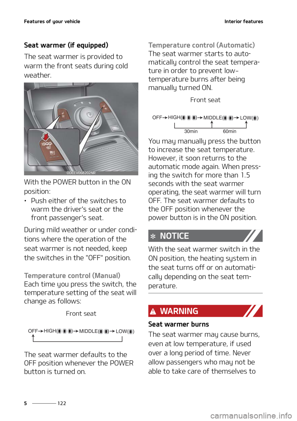 KIA NIRO EV 2022  Owners Manual ��F�B�U�V�S�F�T��P�G��Z�P�V�S��W�F�I�J�D�M�F
���
�
�*�O�U�F�S�J�P�S��G�F�B�U�V�S�F�T
�4�F�B�U��X�B�S�N�F�S��	�J�G��F�R�V�J�Q�Q�F�E�

�5�I�F��T�F�B�U��X�B�S�N�F�S��J�T��Q�S�P�W�J�E�F�E�