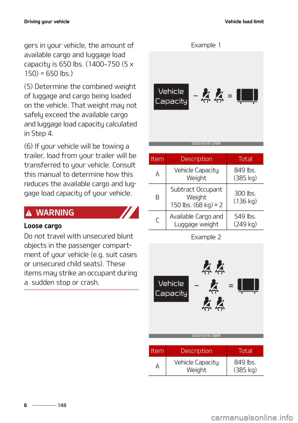 KIA NIRO EV 2022  Owners Manual �%�S�J�W�J�O�H��Z�P�V�S��W�F�I�J�D�M�F
���
�
�7�F�I�J�D�M�F��M�P�B�E��M�J�N�J�U
�H�F�S�T��J�O��Z�P�V�S��W�F�I�J�D�M�F�
��U�I�F��B�N�P�V�O�U��P�G�
�B�W�B�J�M�B�C�M�F��D�B�S�H�P��B�O�E�