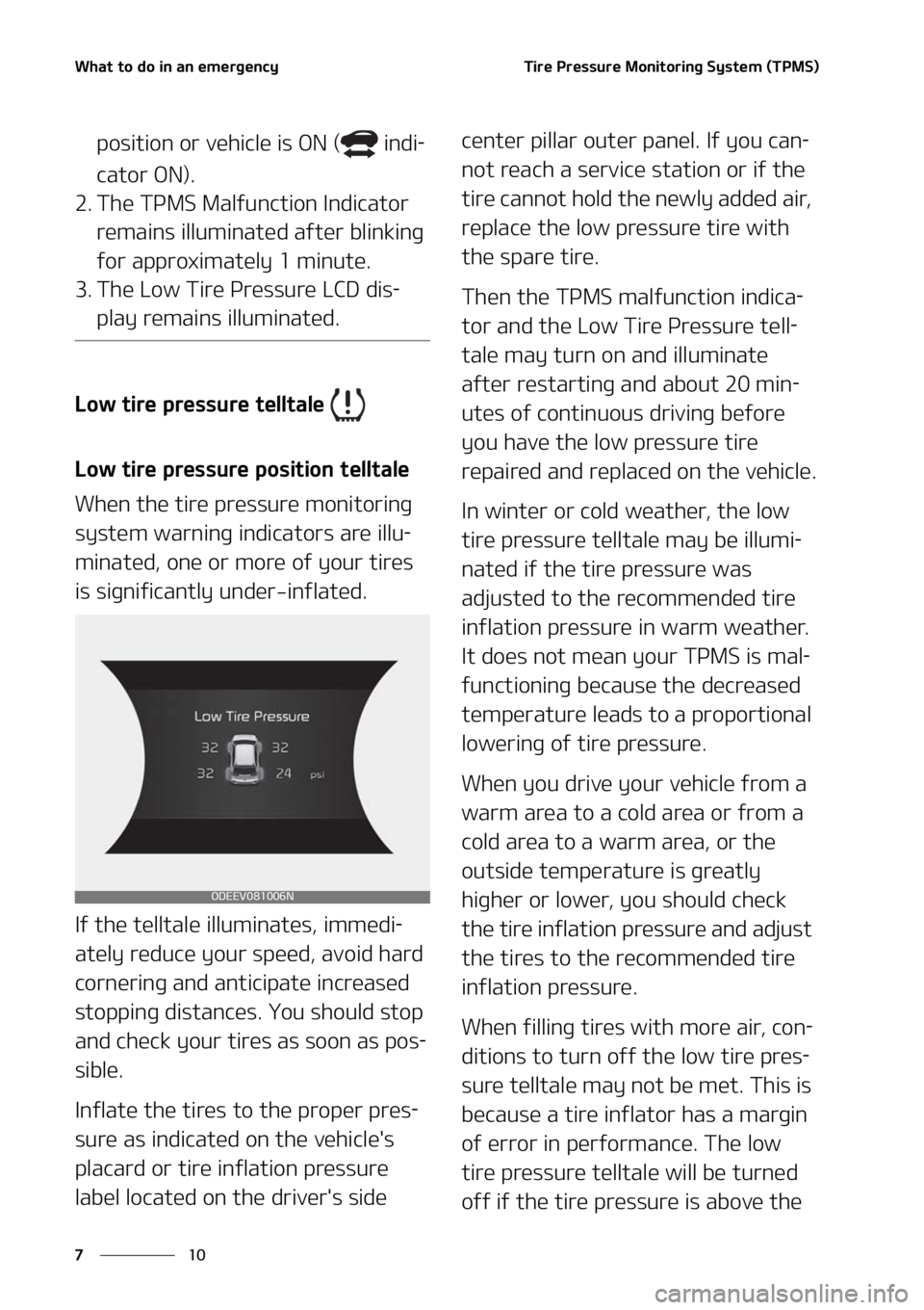 KIA NIRO EV 2022  Owners Manual �8�I�B�U��U�P��E�P��J�O��B�O��F�N�F�S�H�F�O�D�Z
��
�
�5�J�S�F��1�S�F�T�T�V�S�F��.�P�O�J�U�P�S�J�O�H��4�Z�T�U�F�N��	�5�1�.�4�

�Q�P�T�J�U�J�P�O��P�S��W�F�I�J�D�M�F��J�T��0�/��	 ��J�O�