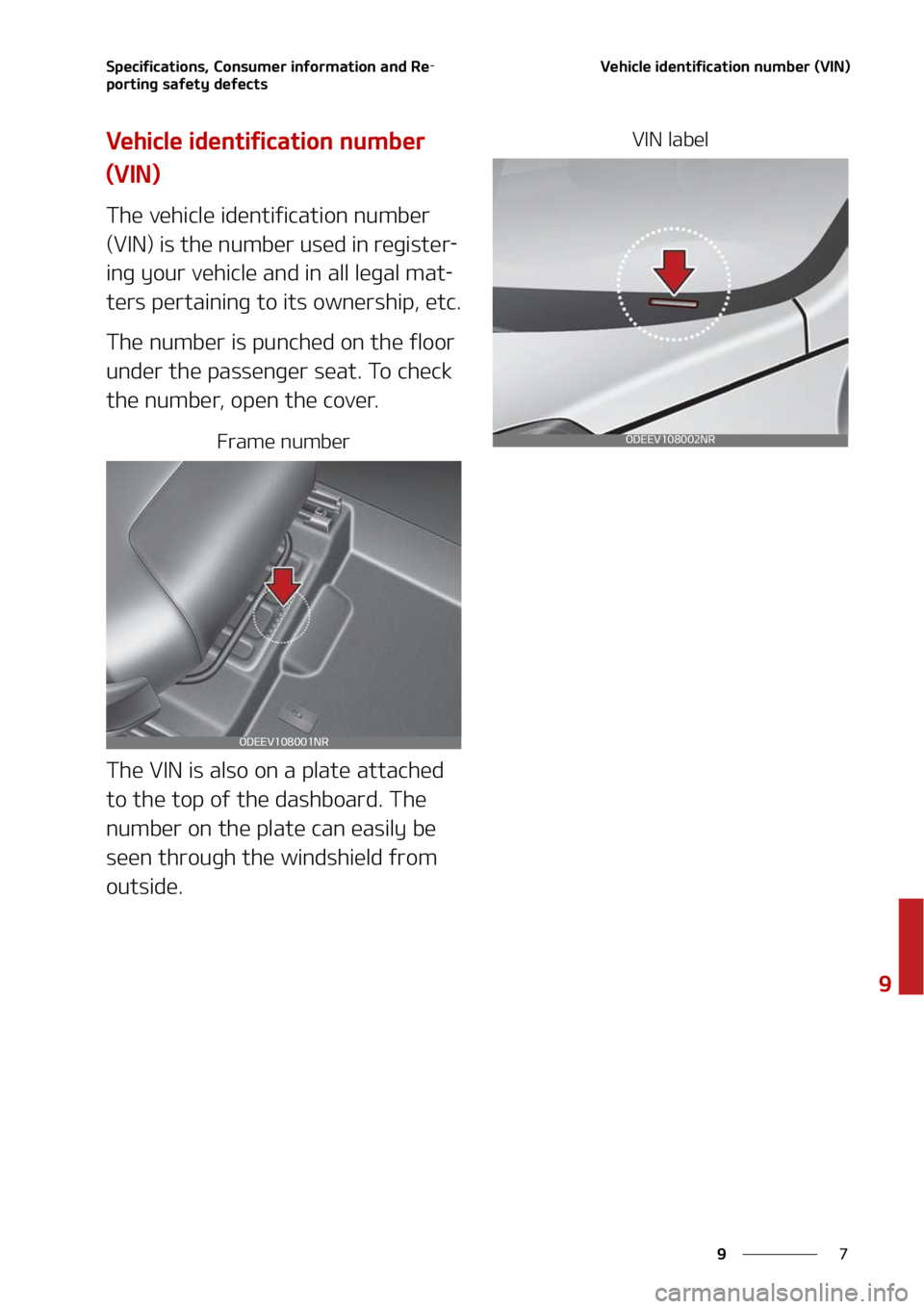 KIA NIRO EV 2022  Owners Manual �
�
�
�4�Q�F�D�J�G�J�D�B�U�J�P�O�T�
��$�P�O�T�V�N�F�S��J�O�G�P�S�N�B�U�J�P�O��B�O�E��3�F-
�Q�P�S�U�J�O�H��T�B�G�F�U�Z��E�F�G�F�D�U�T�7�F�I�J�D�M�F��J�E�F�O�U�J�G�J�D�B�U�J�P�O��O�V�N�C�F�S�