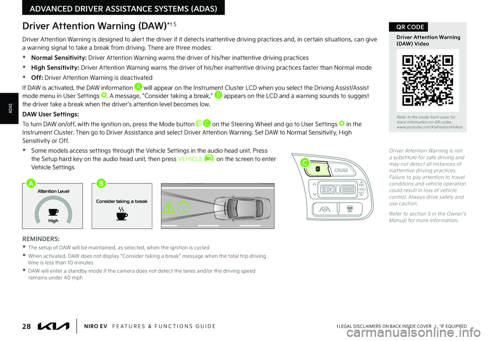KIA NIRO EV 2022 Features and Functions Guide 28†LEGAL DISCL AIMERS ON BACK INSIDE COVER | *IF EQUIPPEDNIRO EV FEATURES & FUNCTIONS GUIDE
Refer to the inside front cover for more information on QR codes .www .youtube .com/KiaFeatureVide KIA NIRO EV 2022 Features and Functions Guide 28†LEGAL DISCL AIMERS ON BACK INSIDE COVER | *IF EQUIPPEDNIRO EV FEATURES & FUNCTIONS GUIDE
Refer to the inside front cover for more information on QR codes .www .youtube .com/KiaFeatureVide