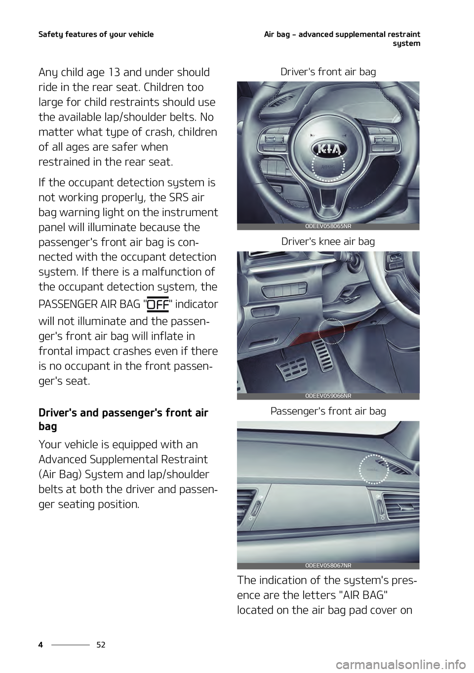 KIA NIRO EV 2021  Owners Manual �4�B�G�F�U�Z��G�F�B�U�V�S�F�T��P�G��Z�P�V�S��W�F�I�J�D�M�F
��
�
�"�J�S��C�B�H����B�E�W�B�O�D�F�E��T�V�Q�Q�M�F�N�F�O�U�B�M��S�F�T�U�S�B�J�O�U
�T�Z�T�U�F�N
�"�O�Z��D�I�J�M�E��B�H�F����