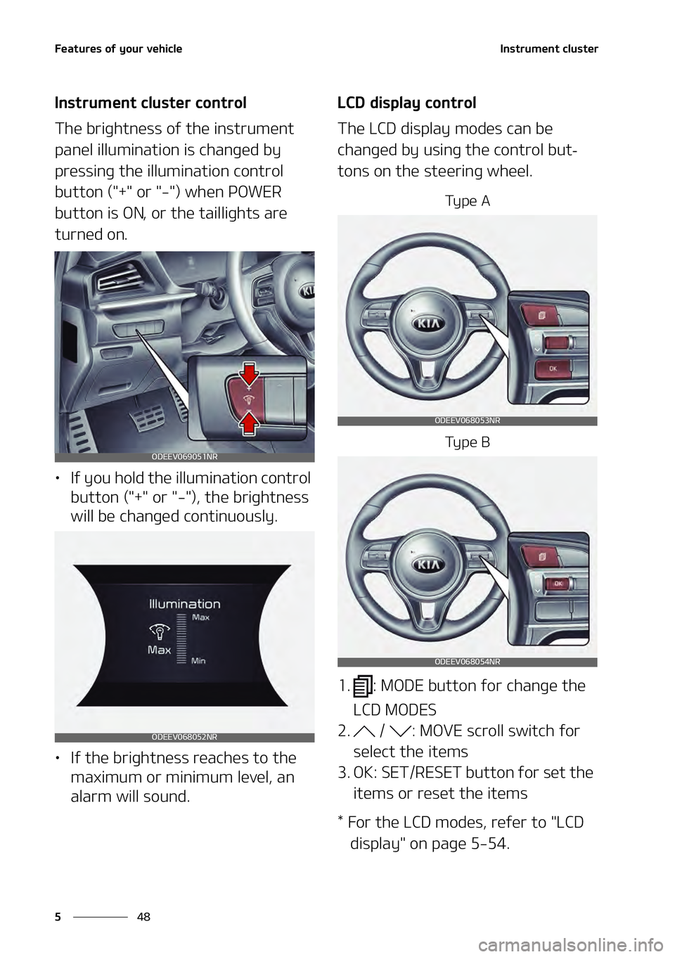 KIA NIRO EV 2021  Owners Manual ��F�B�U�V�S�F�T��P�G��Z�P�V�S��W�F�I�J�D�M�F
��
�
�*�O�T�U�S�V�N�F�O�U��D�M�V�T�U�F�S
�*�O�T�U�S�V�N�F�O�U��D�M�V�T�U�F�S��D�P�O�U�S�P�M
�5�I�F��C�S�J�H�I�U�O�F�T�T��P�G��U�I�F��J�O�T�U�