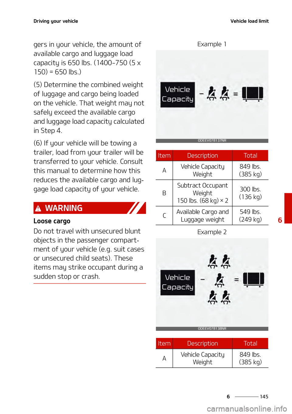 KIA NIRO EV 2021  Owners Manual ���
�
�
�%�S�J�W�J�O�H��Z�P�V�S��W�F�I�J�D�M�F�7�F�I�J�D�M�F��M�P�B�E��M�J�N�J�U
�H�F�S�T��J�O��Z�P�V�S��W�F�I�J�D�M�F�
��U�I�F��B�N�P�V�O�U��P�G�
�B�W�B�J�M�B�C�M�F��D�B�S�H�P��B�O�