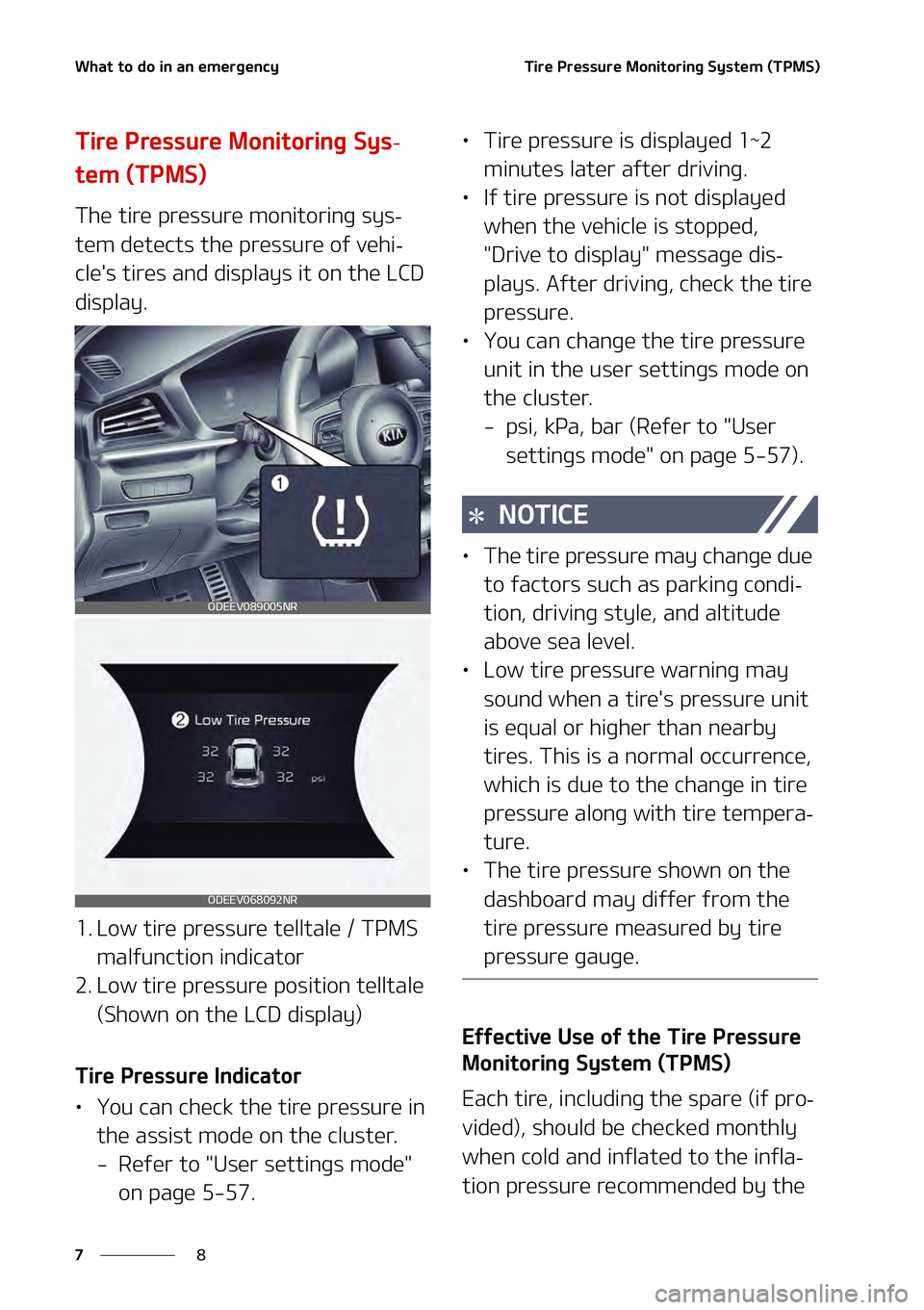 KIA NIRO EV 2021  Owners Manual �8�I�B�U��U�P��E�P��J�O��B�O��F�N�F�S�H�F�O�D�Z
�
�
�5�J�S�F��1�S�F�T�T�V�S�F��.�P�O�J�U�P�S�J�O�H��4�Z�T�U�F�N��	�5�1�.�4�

�5�J�S�F��1�S�F�T�T�V�S�F��.�P�O�J�U�P�S�J�O�H��4�Z�T-
�U�F�N