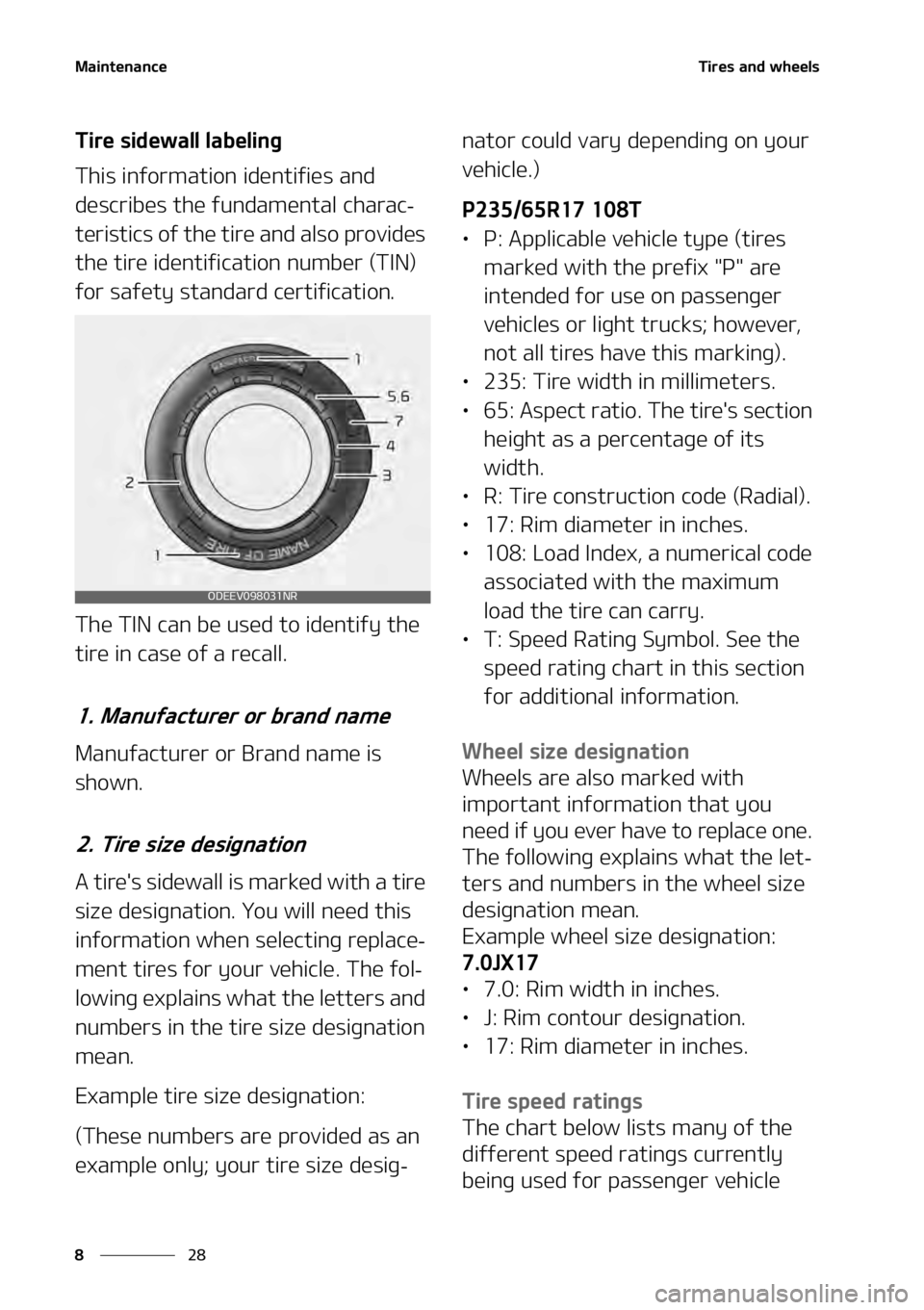 KIA NIRO EV 2021  Owners Manual �.�B�J�O�U�F�O�B�O�D�F
��
�
�5�J�S�F�T��B�O�E��X�I�F�F�M�T
�5�J�S�F��T�J�E�F�X�B�M�M��M�B�C�F�M�J�O�H
�5�I�J�T��J�O�G�P�S�N�B�U�J�P�O ��J�E�F�O�U�J�G�J�F�T��B�O�E�
�E�F�T�D�S�J�C�F�T��U�I�