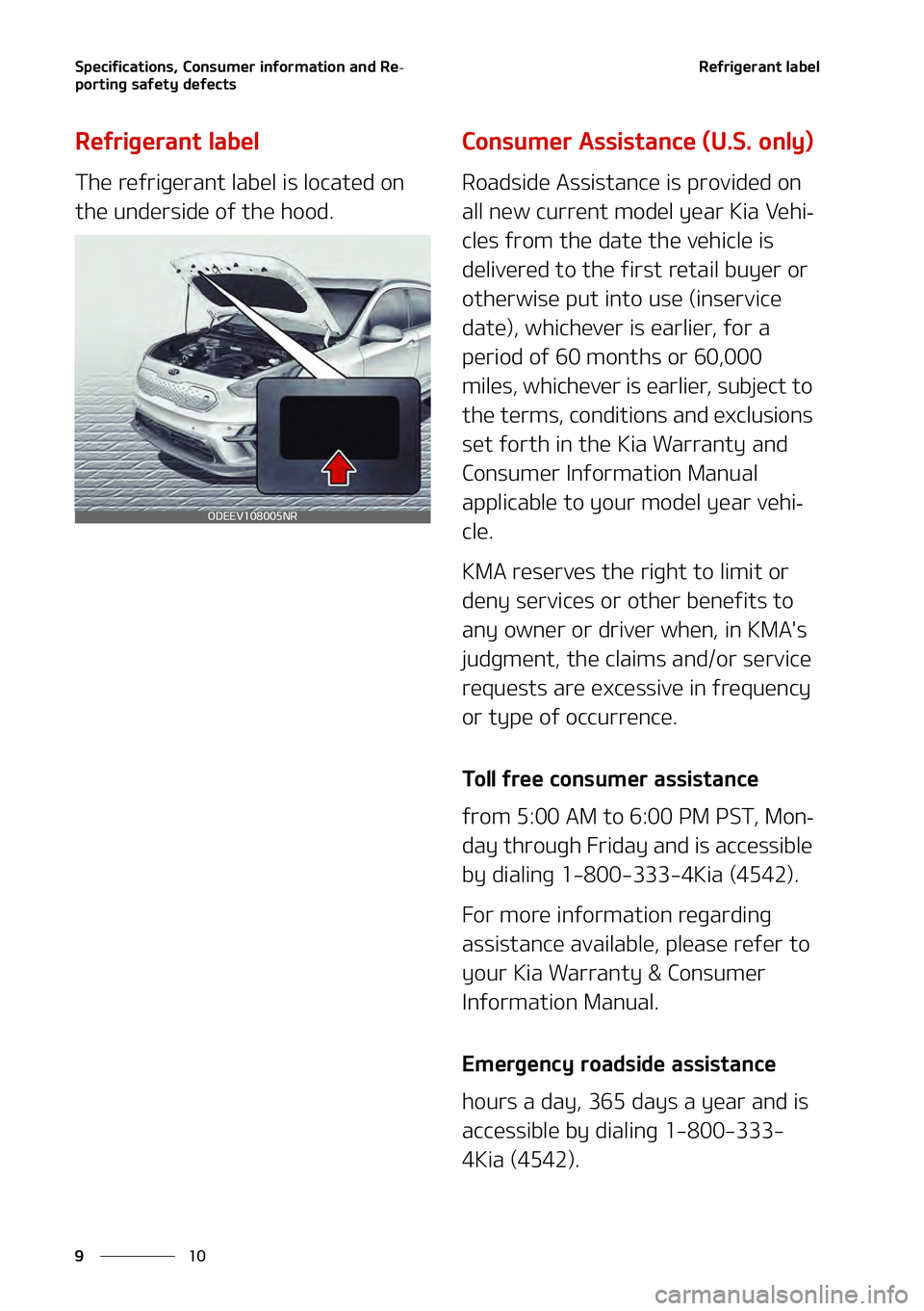 KIA NIRO EV 2021  Owners Manual �4�Q�F�D�J�G�J�D�B�U�J�P�O�T�
��$�P�O�T�V�N�F�S��J�O�G�P�S�N�B�U�J�P�O��B�O�E��3�F-
�Q�P�S�U�J�O�H��T�B�G�F�U�Z��E�F�G�F�D�U�T
��
�
�3�F�G�S�J�H�F�S�B�O�U��M�B�C�F�M
�3�F�G�S�J�H�F�S�B�O�U�