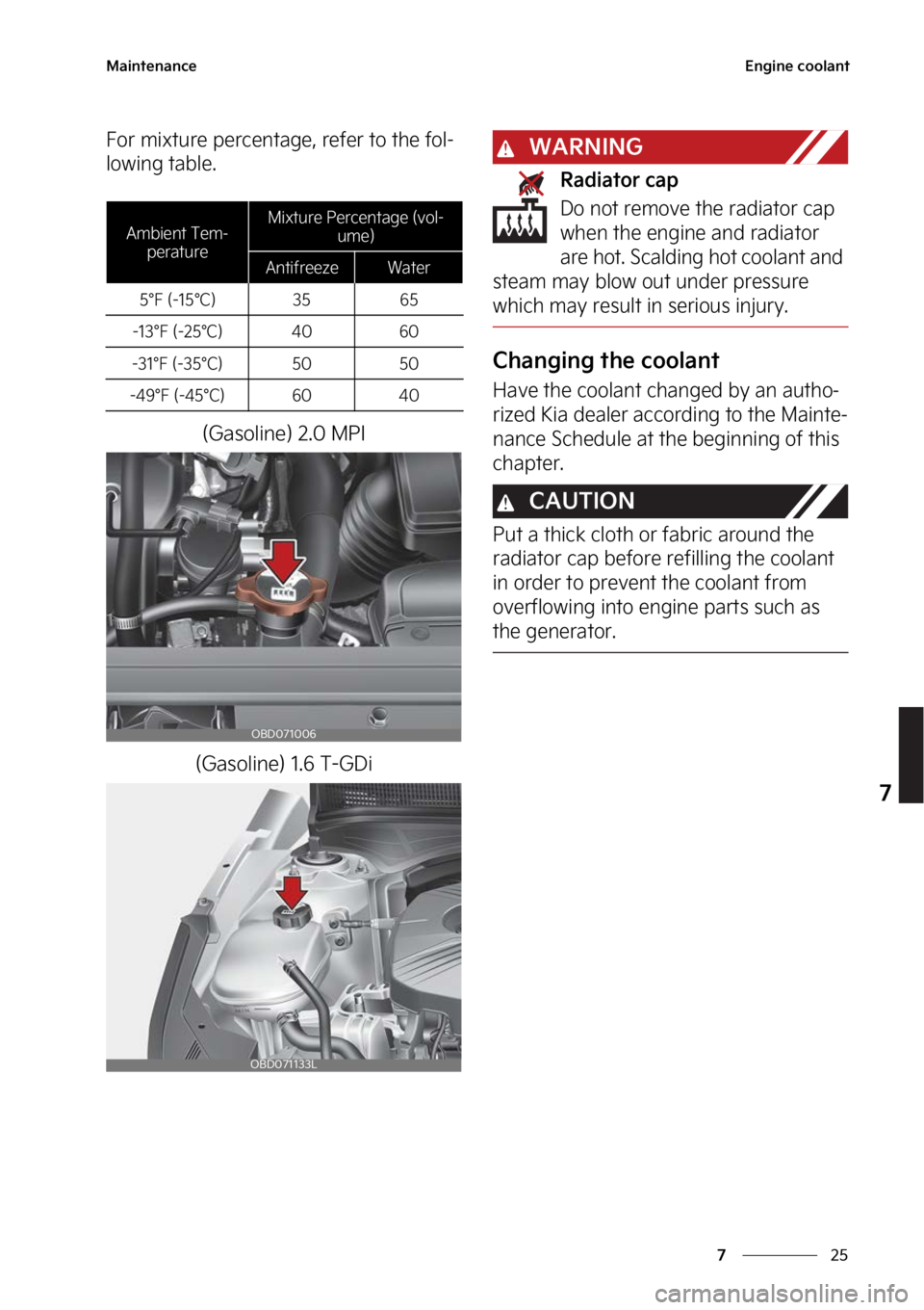 KIA FORTE 2023  Owners Manual ��
�
�
�.�B�J�O�U�F�O�B�O�D�F�&�O�H�J�O�F��D�P�P�M�B�O�U
��P�S��N�J�Y�U�V�S�F��Q�F�S�D�F�O�U�B�H�F�
��S�F�G�F�S��U�P��U�I�F��G�P�M-
�M�P�X�J�O�H��U�B�C�M�F�
�	�(�B�T�P�M�J�O�F�
�����
