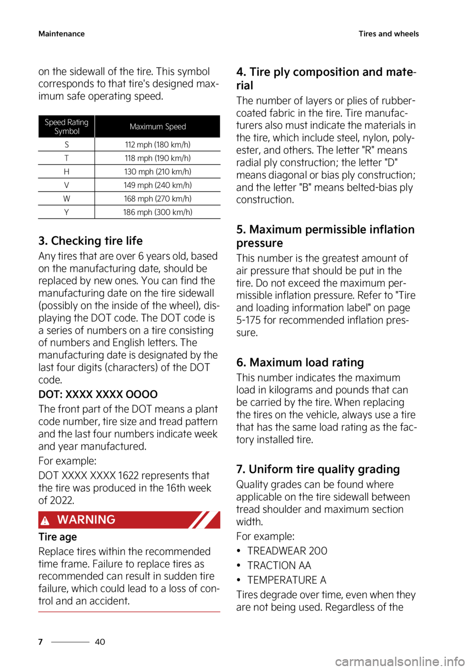 KIA FORTE 2023  Owners Manual �.�B�J�O�U�F�O�B�O�D�F
��
�
�5�J�S�F�T��B�O�E��X�I�F�F�M�T
�P�O��U�I�F��T�J�E�F�X�B�M�M��P�G��U�I�F��U�J�S�F���5�I�J�T��T�Z�N�C�P�M�
�D�P�S�S�F�T�Q�P�O�E�T��U�P��U�I�B�U��U�J�S�F��T�