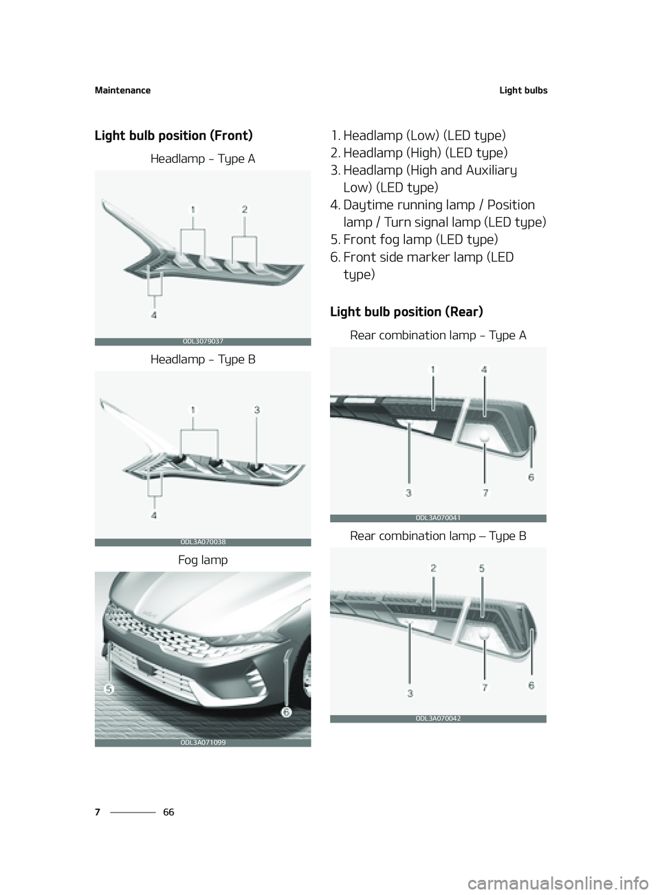 KIA FORTE 2022  Owners Manual �.�B�J�O�U�F�O�B�O�D�F
��
�
�-�J�H�I�U��C�V�M�C�T
�-�J�H�I�U��C�V�M�C��Q�P�T�J�U�J�P�O��	��S�P�O�U�

�)�F�B�E�M�B�N�Q����5�Z�Q�F��"
�)�F�B�E�M�B�N�Q����5�Z�Q�F��#
��P�H��M�B�N�Q
��