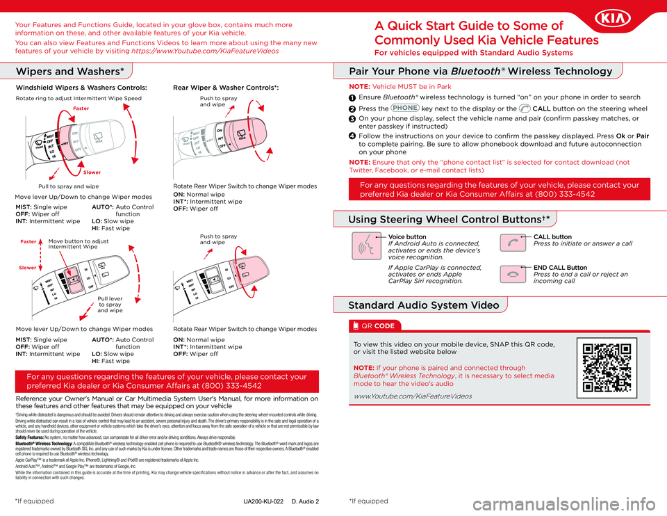 KIA FORTE 2021  Quick Start Guide Base Audio 