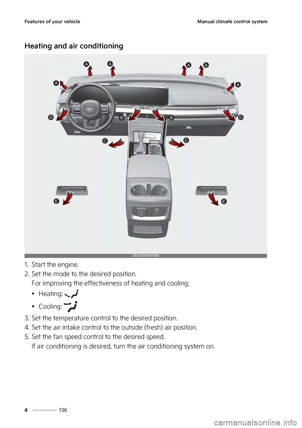 KIA CARNIVAL 2023  Owners Manual ��F�B�U�V�S�F�T��P�G��Z�P�V�S��W�F�I�J�D�M�F
���
�
�.�B�O�V�B�M��D�M�J�N�B�U�F��D�P�O�U�S�P�M��T�Z�T�U�F�N
�)�F�B�U�J�O�H��B�O�E��B�J�S��D�P�O�E�J�U�J�P�O�J�O�H
�� �4�U�B�S�U��U�I�F�