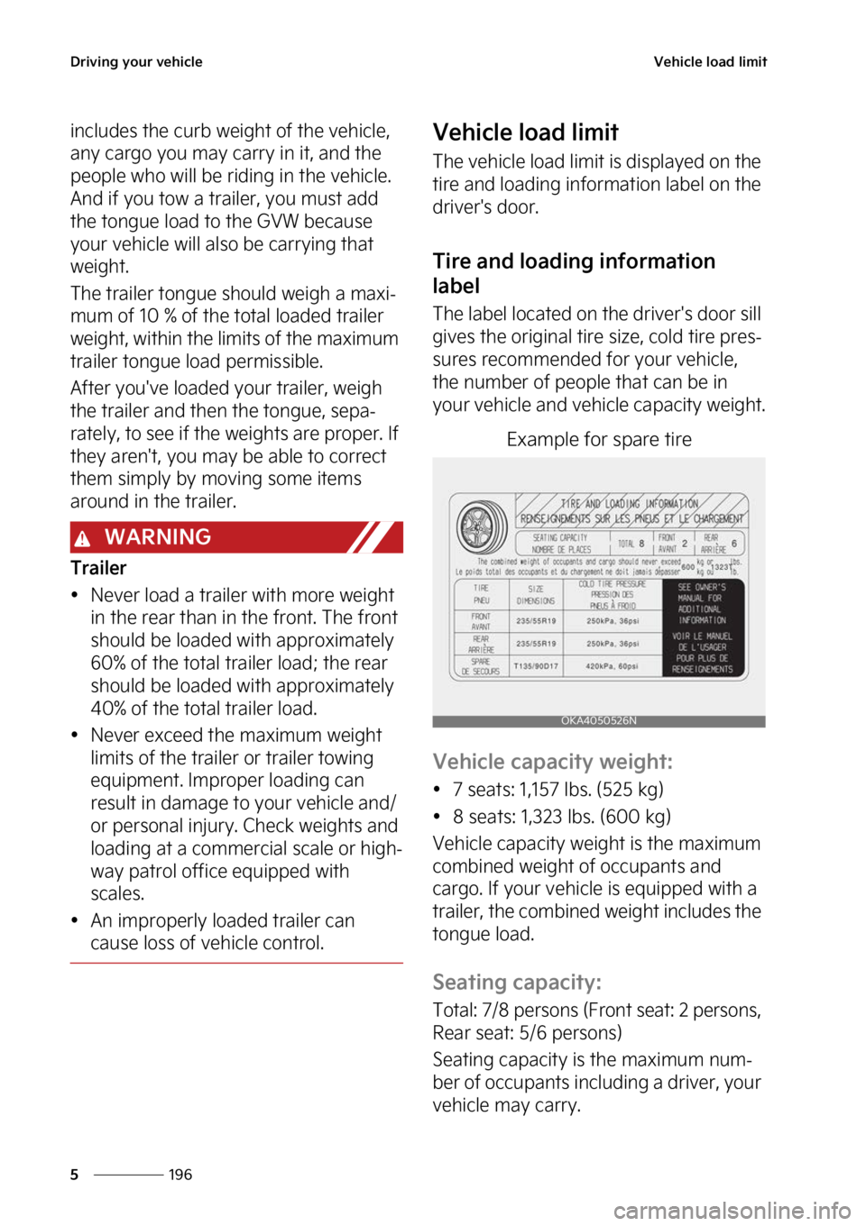 KIA CARNIVAL 2023  Owners Manual �%�S�J�W�J�O�H��Z�P�V�S��W�F�I�J�D�M�F
���
�
�7�F�I�J�D�M�F��M�P�B�E��M�J�N�J�U
�J�O�D�M�V�E�F�T��U�I�F��D�V�S�C��X�F�J�H �I�U��P�G��U�I�F��W�F�I�J�D�M�F�
�
�B�O�Z��D�B�S�H�P��Z�P�V�