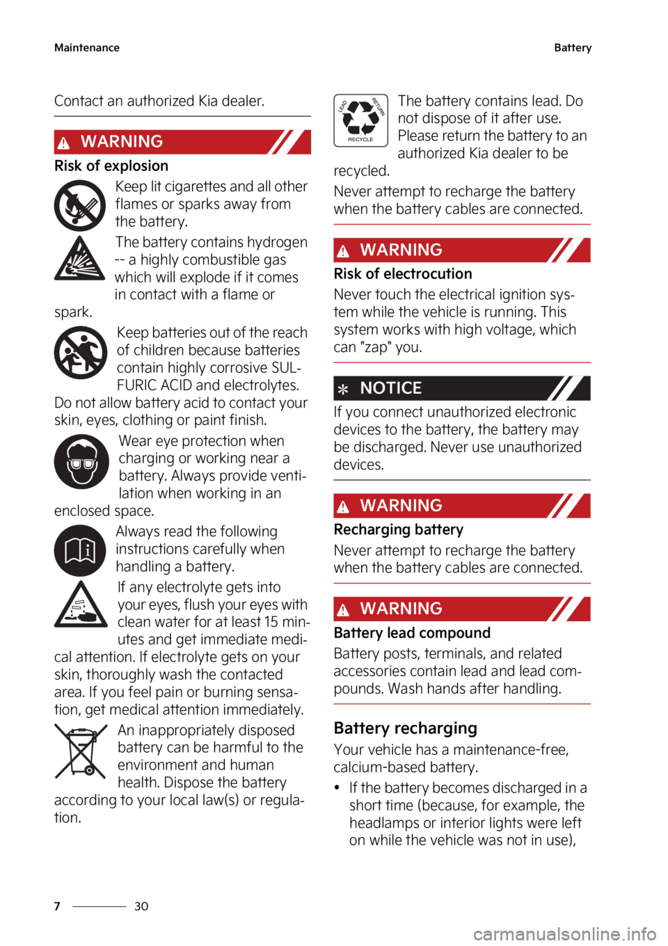 KIA CARNIVAL 2023  Owners Manual �.�B�J�O�U�F�O�B�O�D�F
��
�
�#�B�U�U�F�S�Z
�$�P�O�U�B�D�U��B�O��B�V�U�I�P�S�J�[�F�E��,�J�B��E�F�B�M�F�S�
�8�"�3�/�*�/�(
�3�J�T�L��P�G��F�Y�Q�M�P�T�J�P�O
�,�F�F�Q��M�J�U��D�J�H�B�S�F�U�U�F�