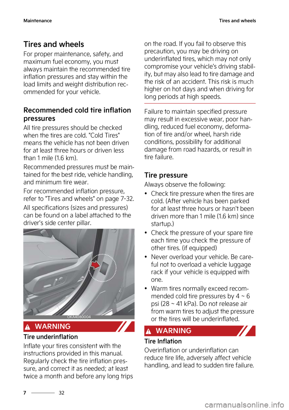 KIA CARNIVAL 2023  Owners Manual �.�B�J�O�U�F�O�B�O�D�F
��
�
�5�J�S�F�T��B�O�E��X�I�F�F�M�T
�5�J�S�F�T��B�O�E��X�I�F�F�M�T
��P�S��Q�S�P�Q�F�S��N�B�J�O�U�F�O�B�O�D�F�
��T�B�G�F�U�Z�
��B�O�E�
�N�B�Y�J�N�V�N��G�V�F�M��F�D