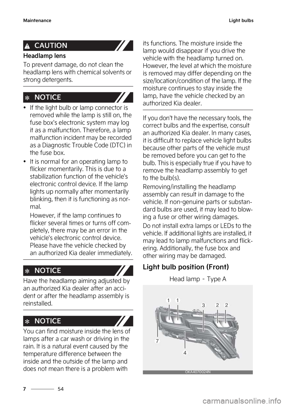 KIA CARNIVAL 2023  Owners Manual �.�B�J�O�U�F�O�B�O�D�F
��
�
�-�J�H�I�U��C�V�M�C�T
�$�"�6�5�*�0�/
�)�F�B�E�M�B�N�Q��M�F�O�T
�5�P��Q�S�F�W�F�O�U��E�B�N�B�H�F�
��E�P��O�P�U��D�M�F�B�O��U�I�F�
�I�F�B�E�M�B�N�Q��M�F�O�T��X�