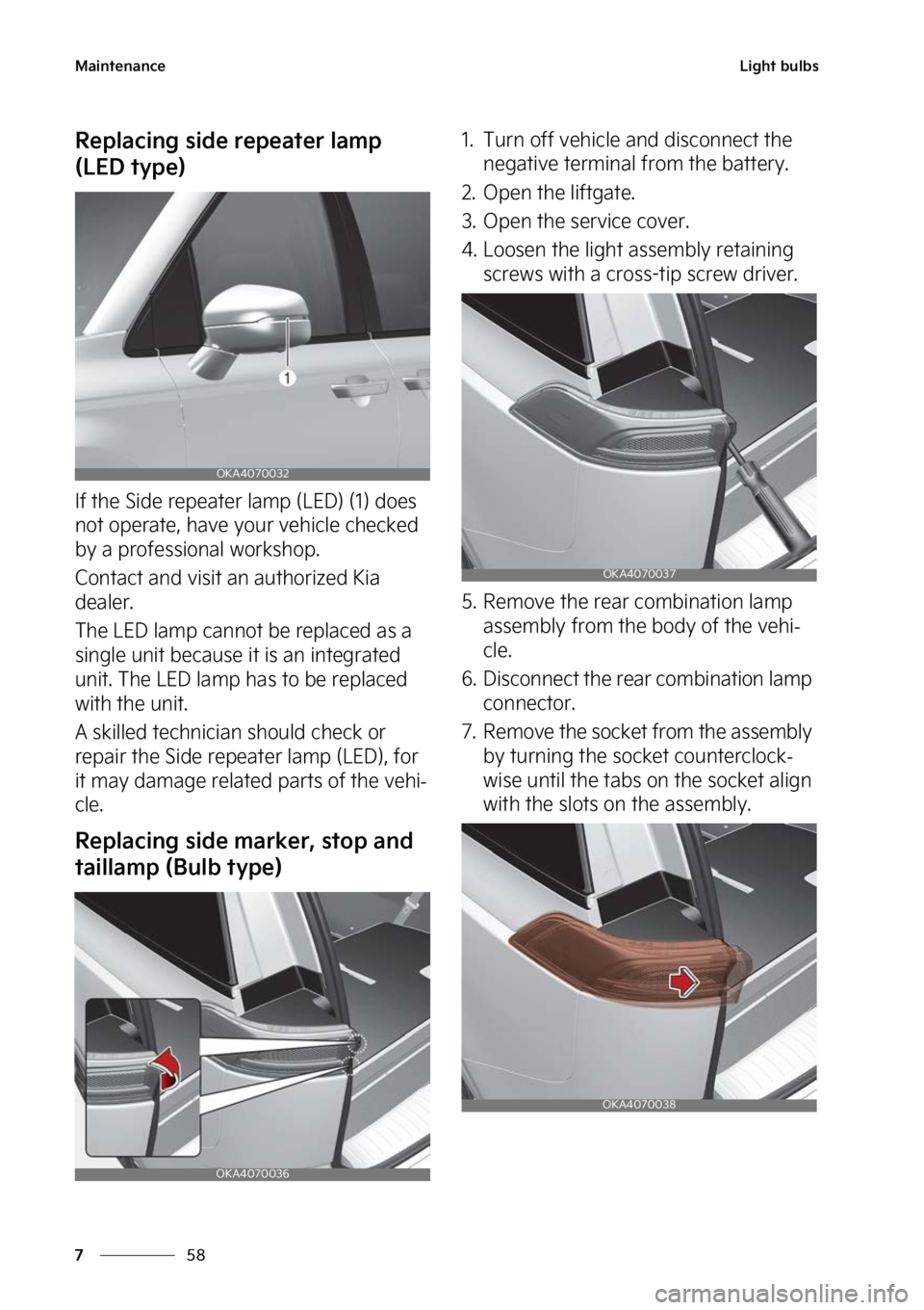 KIA CARNIVAL 2023  Owners Manual �.�B�J�O�U�F�O�B�O�D�F
��
�
�-�J�H�I�U��C�V�M�C�T
�3�F�Q�M�B�D�J�O�H��T�J�E�F��S�F�Q�F�B�U�F�S��M�B�N�Q�
�	�-�&�%��U�Z�Q�F�

�*�G��U�I�F��4�J�E�F��S�F�Q�F�B�U�F�S��M�B�N�Q��	�-�&�%�
��	