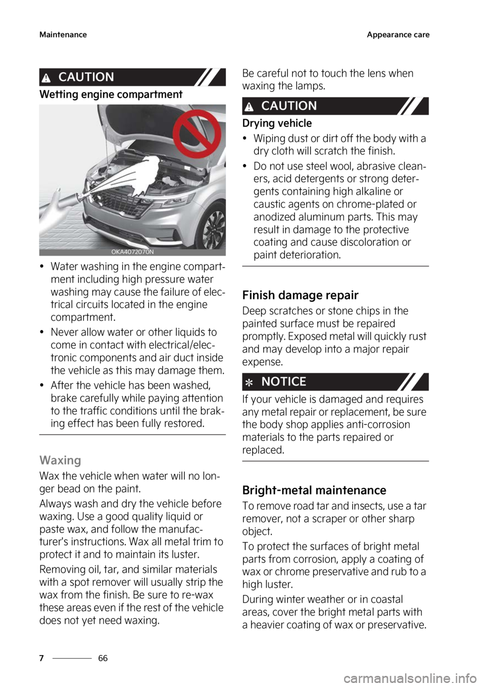 KIA CARNIVAL 2023  Owners Manual �.�B�J�O�U�F�O�B�O�D�F
��
�
�"�Q�Q�F�B�S�B�O�D�F��D�B�S�F
�$�"�6�5�*�0�/
�8�F�U�U�J�O�H��F�O�H�J�O�F��D�P�N�Q�B�S�U�N�F�O�U
