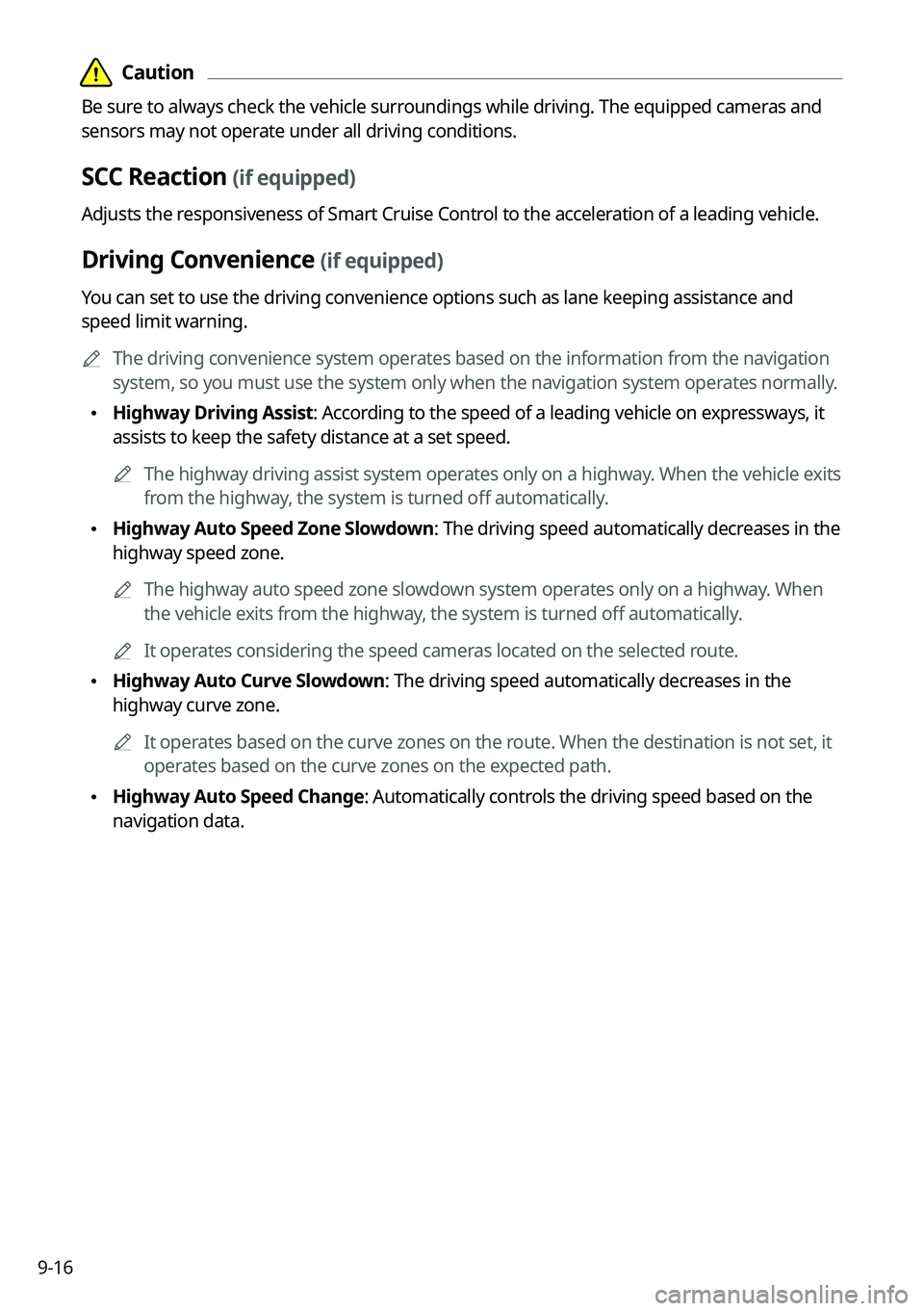 KIA CARNIVAL 2022  Navigation System Quick Reference Guide 9-16
  