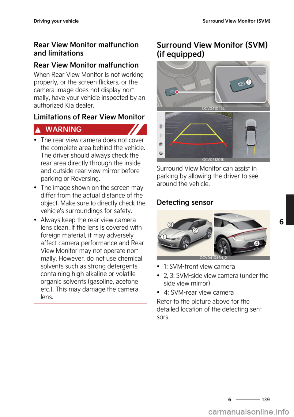 KIA EV6 2022  Owners Manual ���
�
�
�%�S�J�W�J�O�H��Z�P�V�S��W�F�I�J�D�M�F�4�V�S�S�P�V�O�E��7�J�F�X��.�P�O�J�U�P�S��	�4�7�.�

�3�F�B�S��7�J�F�X��.�P�O�J�U�P�S��N�B�M�G�V�O�D�U�J�P�O�
�B�O�E��M�J�N�J�U�B�U�J�P�O�T

