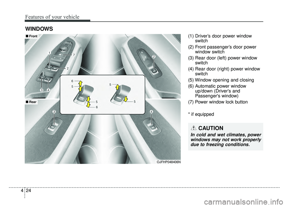 KIA OPTIMA PHEV 2020 Owners Manual Features of your vehicle
24
4
(1) Driver’s door power window
switch
(2) Front passenger’s door power window switch
(3) Rear door (left) power window switch
(4) Rear door (right) power window switc KIA OPTIMA PHEV 2020 Owners Manual Features of your vehicle
24
4
(1) Driver’s door power window
switch
(2) Front passenger’s door power window switch
(3) Rear door (left) power window switch
(4) Rear door (right) power window switc