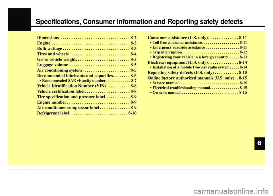 KIA OPTIMA PHEV 2020 Owners Manual Specifications, Consumer information and Reporting safety defects
Dimensions . . . . . . . . . . . . . . . . . . . . . . . . . . . . . . . . 8-2
Engine . . . . . . . . . . . . . . . . . . . . . . . . KIA OPTIMA PHEV 2020 Owners Manual Specifications, Consumer information and Reporting safety defects
Dimensions . . . . . . . . . . . . . . . . . . . . . . . . . . . . . . . . 8-2
Engine . . . . . . . . . . . . . . . . . . . . . . . .