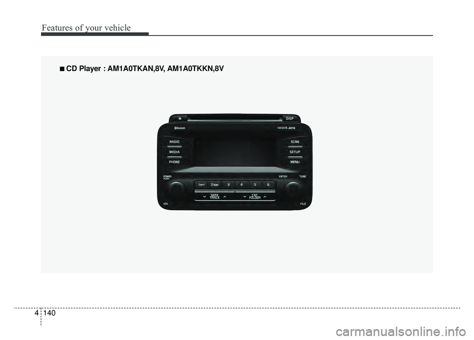 KIA OPTIMA HYBRID 2015  Owners Manual Features of your vehicle
140
4
■
■  
 CD Player : AM1A0TKAN,8V, AM1A0TKKN,8V 