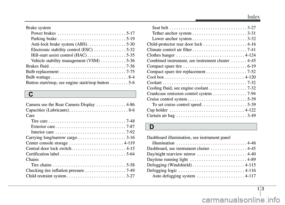 KIA OPTIMA HYBRID 2015  Owners Manual I3
Index
Brake systemPower brakes . . . . . . . . . . . . . . . . . . . . . . . . . . . . . . 5-17
Parking brake . . . . . . . . . . . . . . . . . . . . . . . . . . . . . . 5-19
Anti-lock brake system