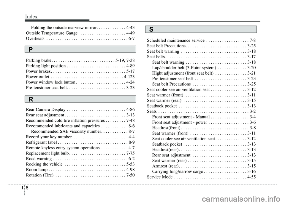 KIA OPTIMA HYBRID 2015 Owners Manual Index
8I
Folding the outside rearview mirror. . . . . . . . . . . . . 4-43
Outside Temperature Gauge . . . . . . . . . . . . . . . . . . . . . 4-49
Overheats . . . . . . . . . . . . . . . . . . . . . KIA OPTIMA HYBRID 2015 Owners Manual Index
8I
Folding the outside rearview mirror. . . . . . . . . . . . . 4-43
Outside Temperature Gauge . . . . . . . . . . . . . . . . . . . . . 4-49
Overheats . . . . . . . . . . . . . . . . . . . . .