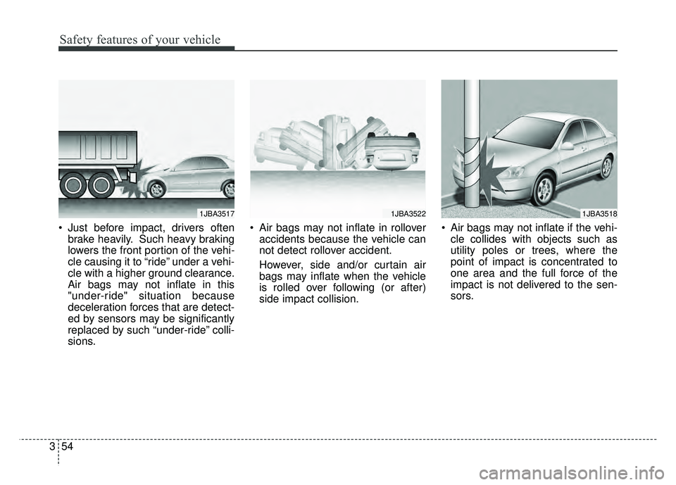 KIA OPTIMA HYBRID 2015 Manual Online Safety features of your vehicle
54
3
Just before impact, drivers often
brake heavily. Such heavy braking
lowers the front portion of the vehi-
cle causing it to “ride” under a vehi-
cle with a hi KIA OPTIMA HYBRID 2015 Manual Online Safety features of your vehicle
54
3
Just before impact, drivers often
brake heavily. Such heavy braking
lowers the front portion of the vehi-
cle causing it to “ride” under a vehi-
cle with a hi