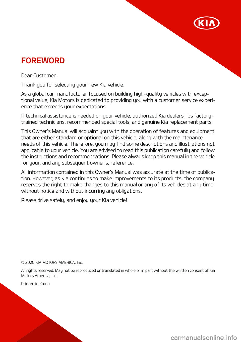 KIA NIRO EV 2020  Owners Manual ��0�3�&�8�0�3�%
�%�F�B�S��$�V�T�U�P�N�F�S�
�5�I�B�O�L��Z�P�V��G�P�S��T�F�M�F�D�U�J�O�H��Z�P�V�S��O�F�X��,�J�B��W�F�I�J�D�M�F�
�"�T��B��H�M�P�C�B�M��D�B�S��N�B�O�V�G�B�D�U�V�S�F�S��G�P�