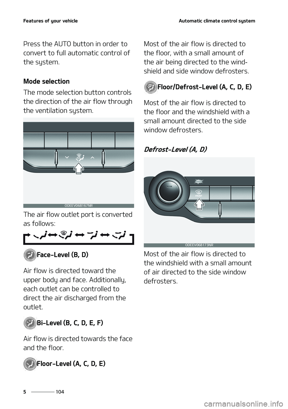 KIA NIRO EV 2020  Owners Manual ��F�B�U�V�S�F�T��P�G��Z�P�V�S��W�F�I�J�D�M�F
���
�
�"�V�U�P�N�B�U�J�D��D�M�J�N�B�U�F��D�P�O�U�S�P�M��T�Z�T�U�F�N
�1�S�F�T�T��U�I�F��"�6�5�0��C�V�U�U�P�O��J�O��P�S�E�F�S��U�P�
�D�P�O�