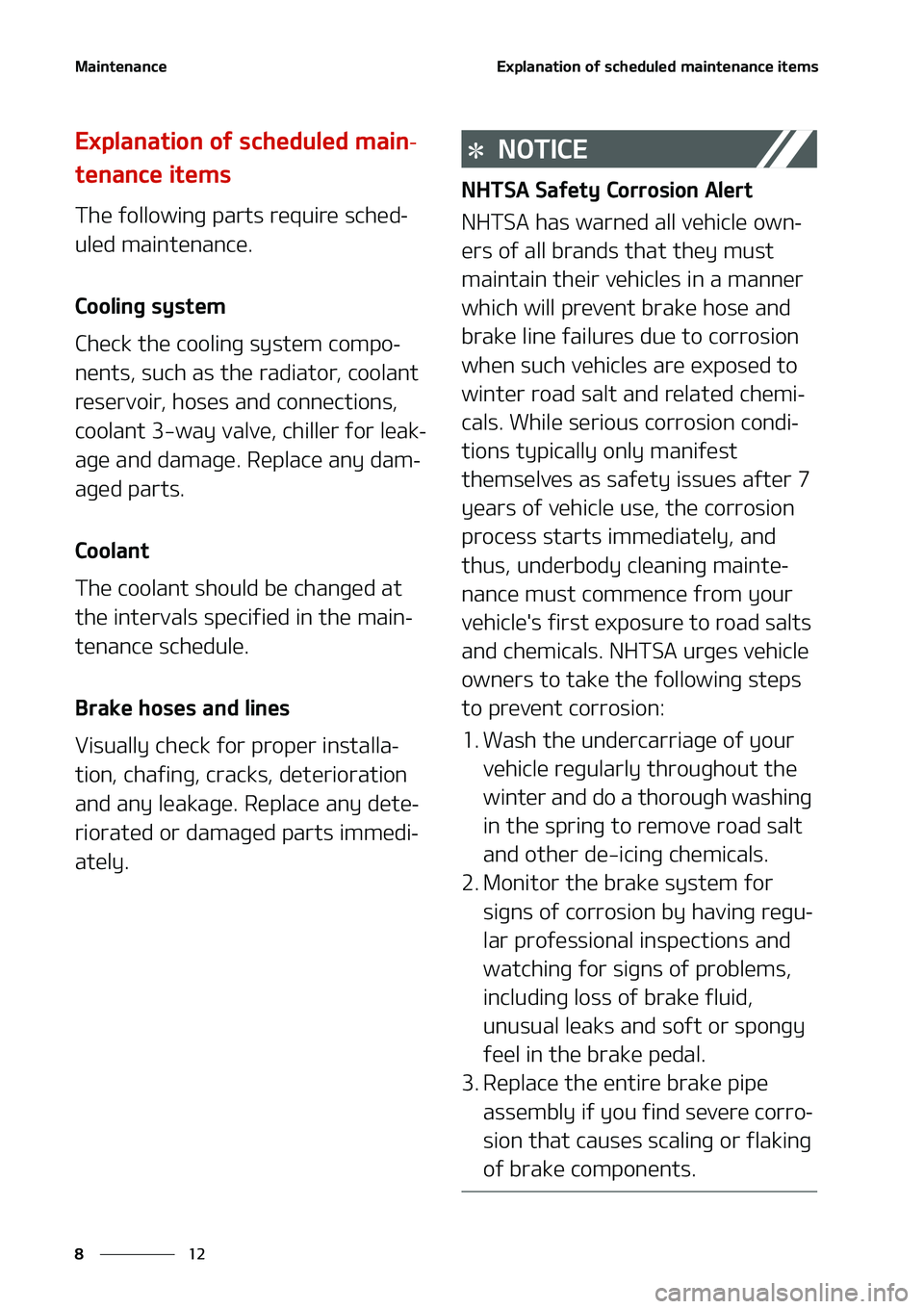 KIA NIRO EV 2020  Owners Manual �.�B�J�O�U�F�O�B�O�D�F
��
�
�&�Y�Q�M�B�O�B�U�J�P�O��P�G��T�D�I�F�E�V�M�F�E��N�B�J�O�U�F�O�B�O�D�F��J�U�F�N�T
�&�Y�Q�M�B�O�B�U�J�P�O��P�G��T�D�I�F�E�V�M�F�E��N�B�J�O-
�U�F�O�B�O�D�F��J�U�F�N