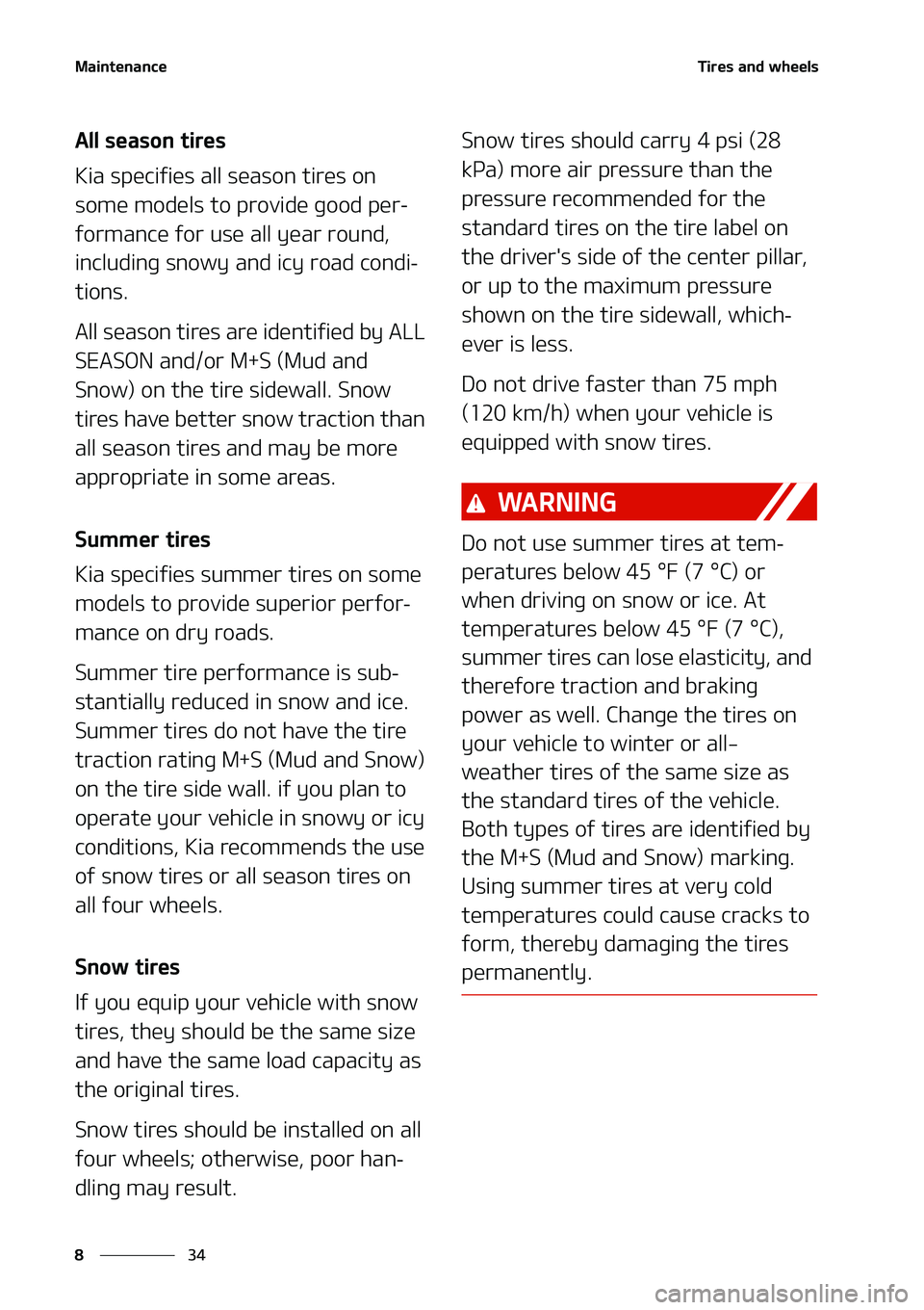 KIA NIRO EV 2020  Owners Manual �.�B�J�O�U�F�O�B�O�D�F
��
�
�5�J�S�F�T��B�O�E��X�I�F�F�M�T
�"�M�M��T�F�B�T�P�O��U�J�S�F�T
�,�J�B��T�Q�F�D�J�G�J�F�T��B�M�M��T�F�B�T�P�O��U�J�S�F�T��P�O�
�T�P�N�F��N�P�E�F�M�T��U�P��Q�S