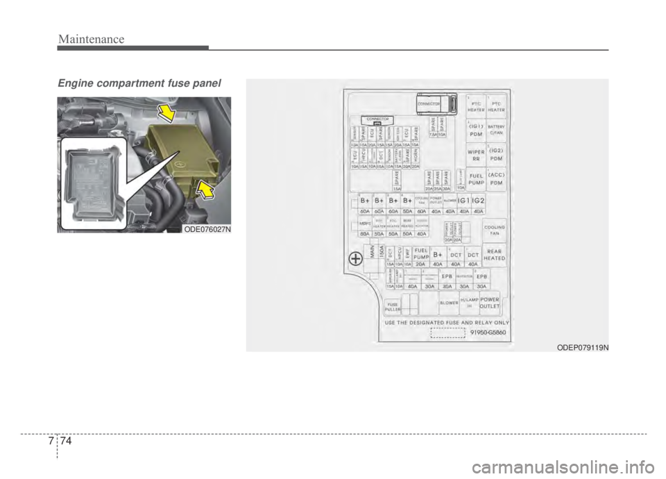 KIA NIRO 2020 Owners Manual Maintenance
74
7
Engine compartment fuse panel
ODEP079119N
ODE076027N KIA NIRO 2020 Owners Manual Maintenance
74
7
Engine compartment fuse panel
ODEP079119N
ODE076027N