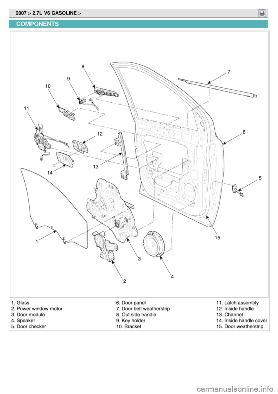 KIA CARNIVAL 2007  Workshop Manual  2007 > 2.7L  V6 GASOLINE > 
COMPONENTS 