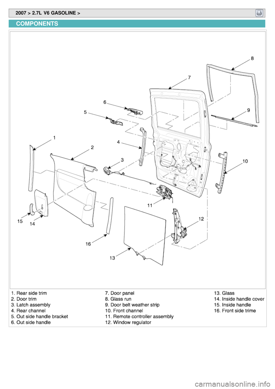 KIA CARNIVAL 2007  Workshop Manual  2007 > 2.7L  V6 GASOLINE > 
COMPONENTS 