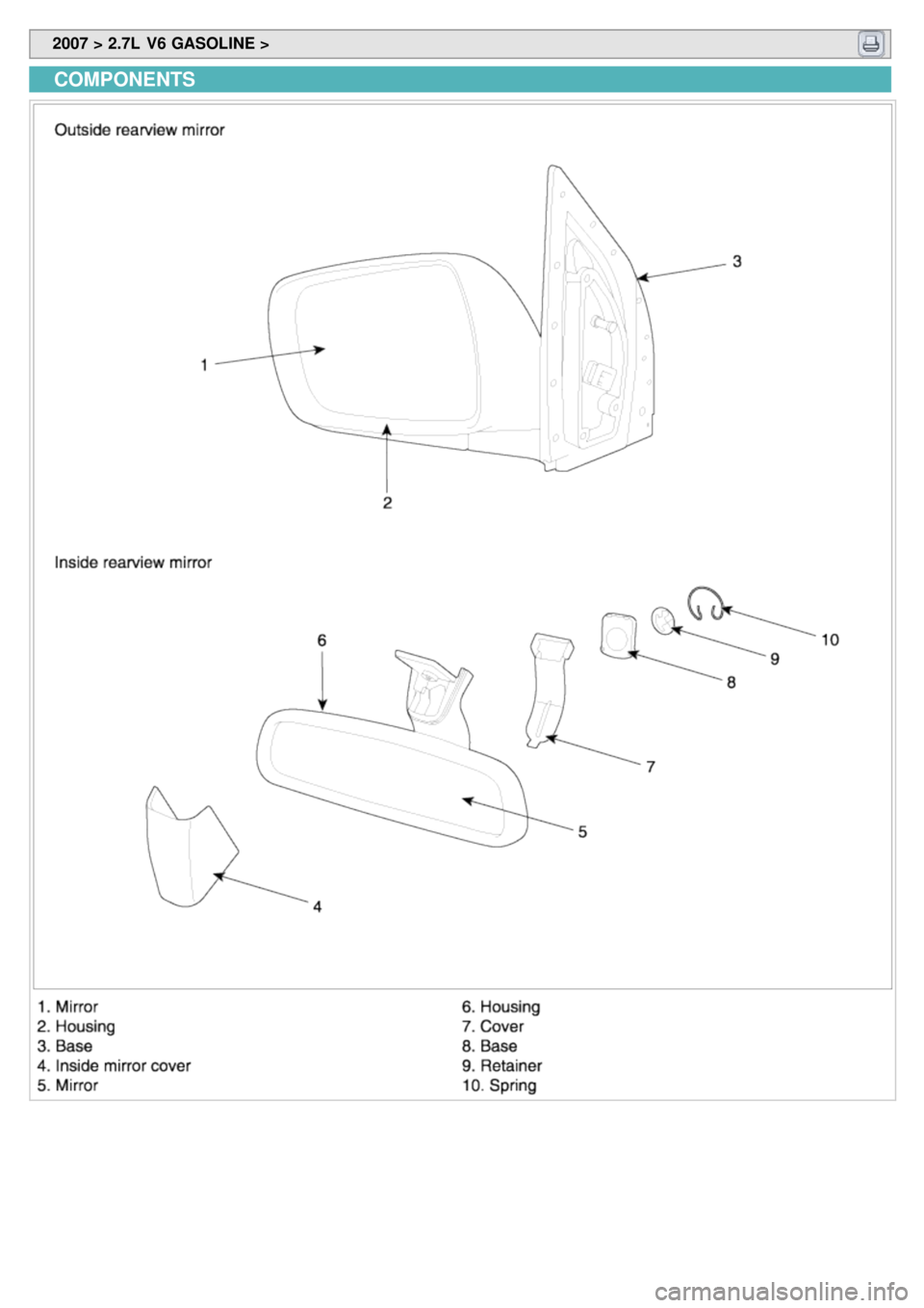 KIA CARNIVAL 2007  Workshop Manual  2007 > 2.7L  V6 GASOLINE > 
COMPONENTS 