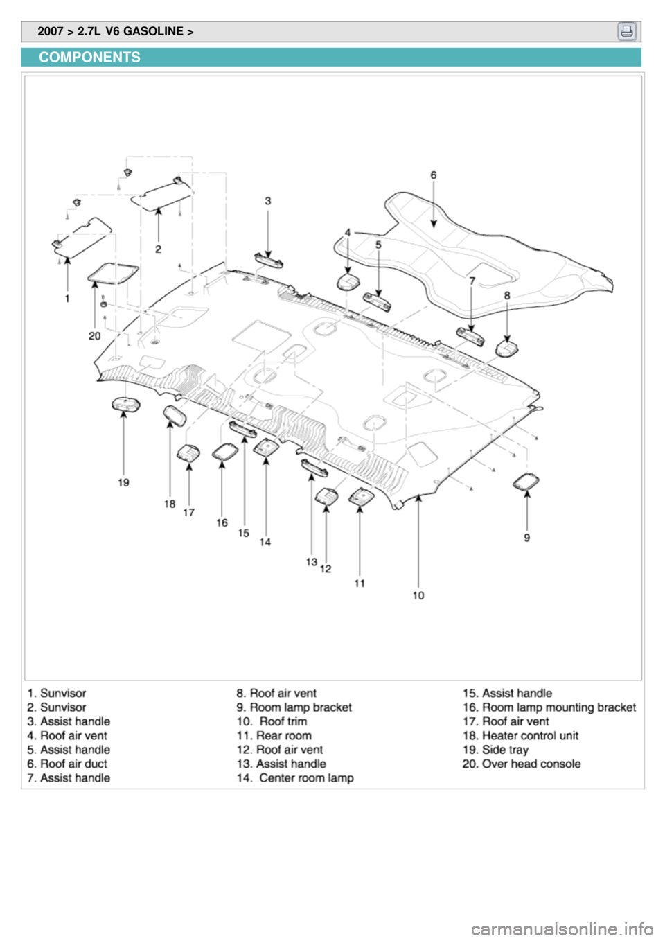KIA CARNIVAL 2007  Workshop Manual  2007 > 2.7L  V6 GASOLINE > 
COMPONENTS 