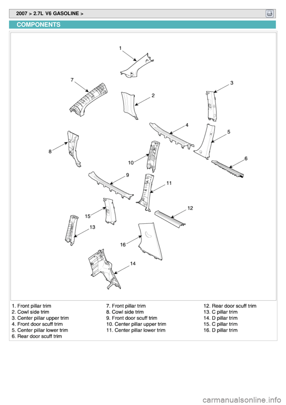 KIA CARNIVAL 2007  Workshop Manual  2007 > 2.7L  V6 GASOLINE > 
COMPONENTS 