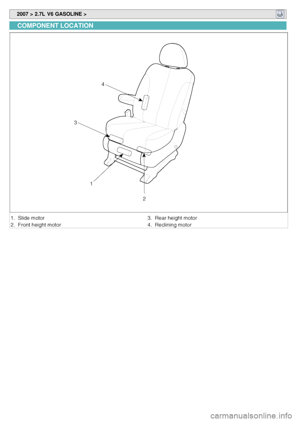 KIA CARNIVAL 2007  Workshop Manual  2007 > 2.7L  V6 GASOLINE > 
COMPONENT LOCATION 