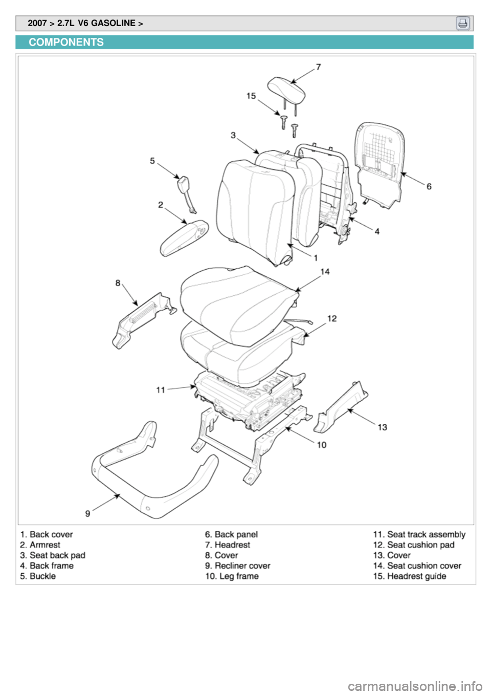 KIA CARNIVAL 2007  Workshop Manual  2007 > 2.7L  V6 GASOLINE > 
COMPONENTS 