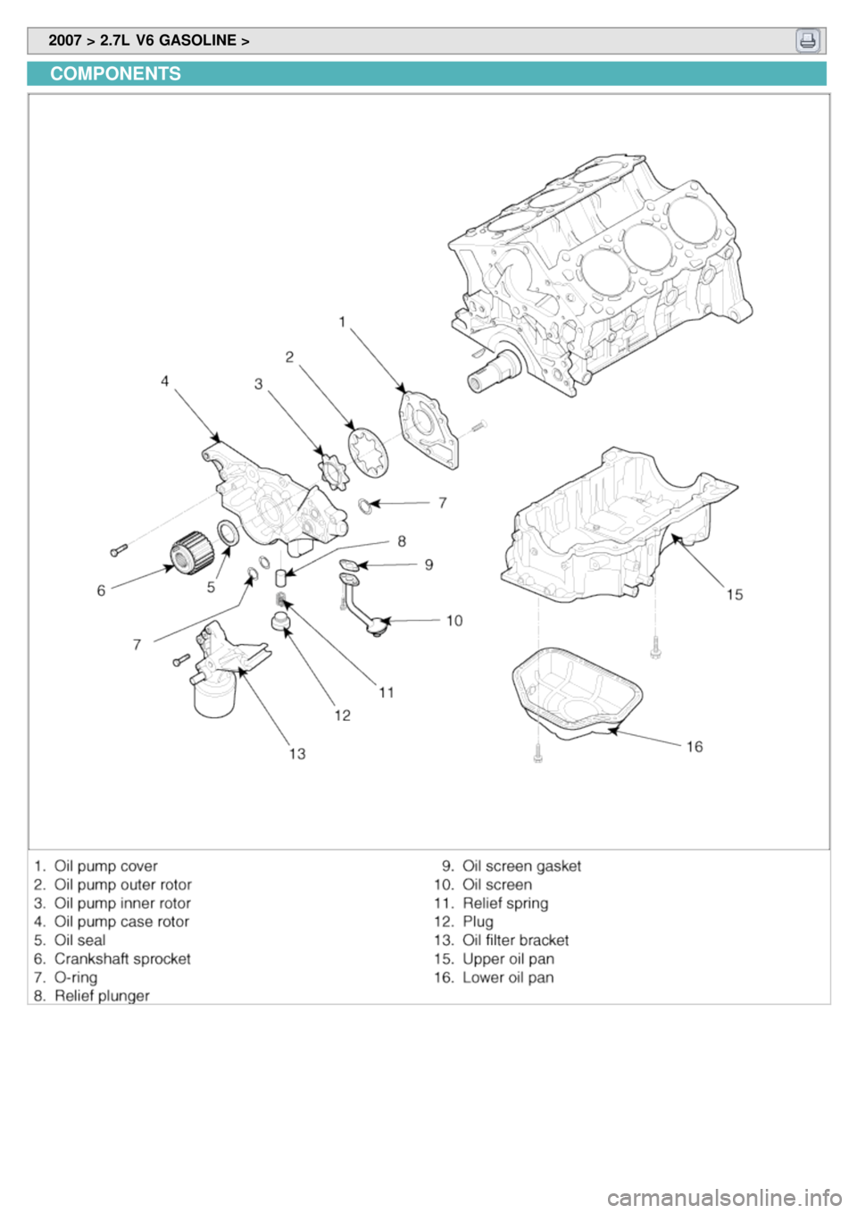 KIA CARNIVAL 2007  Workshop Manual  2007 > 2.7L  V6 GASOLINE > 
COMPONENTS 