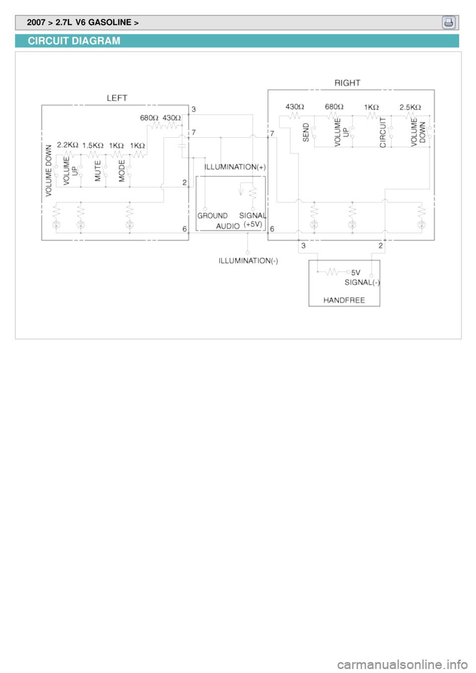KIA CARNIVAL 2007  Workshop Manual  2007 > 2.7L  V6 GASOLINE > 
CIRCUIT DIAGRAM 
